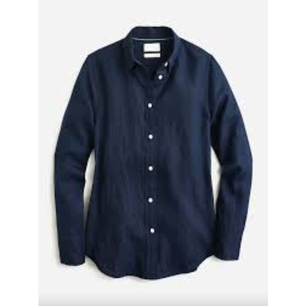 J. Crew Slim-fit Baird McNutt Irish linen shirt, Navy, size 8